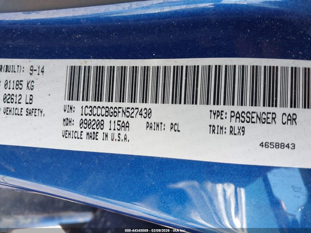 Продаж на аукціоні авто 2015 Chrysler 200 S, vin: 1C3CCCBG6FN527430, номер лоту: 44345569