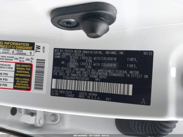 2022 TOYOTA HIGHLANDER 5TDGZRBH7NS596580 Photo 8