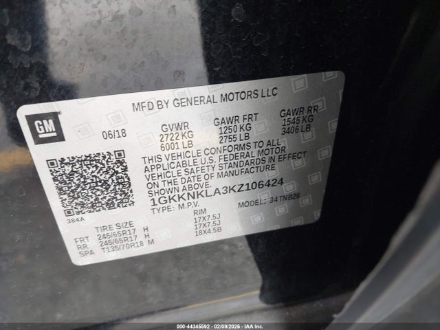 1GKKNKLA3KZ106424 GMC Acadia Sle-1