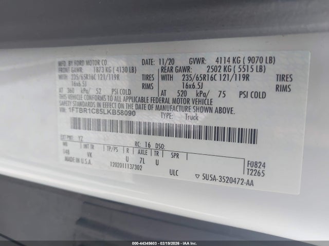 1FTBR1C85LKB58090 Ford Transit-250