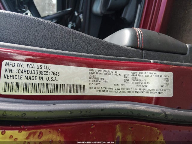 Продажа на аукционе авто 2025 Dodge Durango Gt Plus Awd, vin: 1C4RDJDG9SC517646, номер лота: 44345678