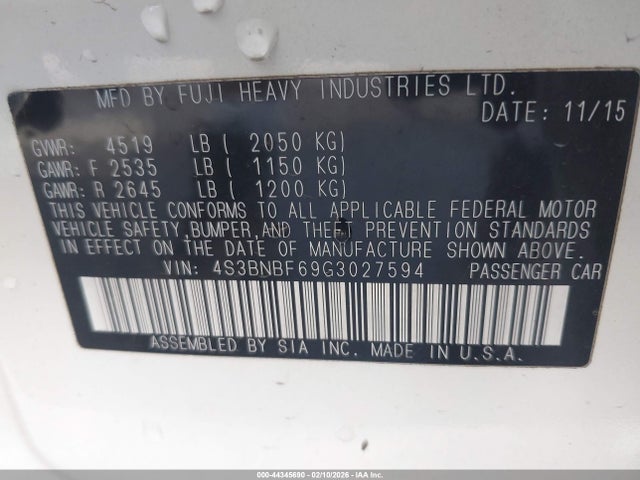Subaru Legacy 2.5i Premium 2016 4S3BNBF69G3027594 Image 9