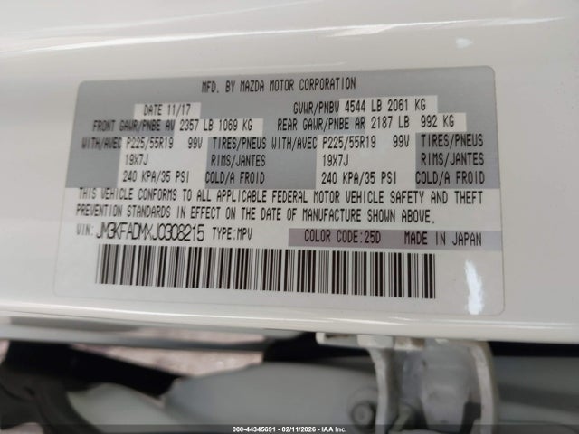 JM3KFADMXJ0308215 Mazda Cx-5 Grand Touring