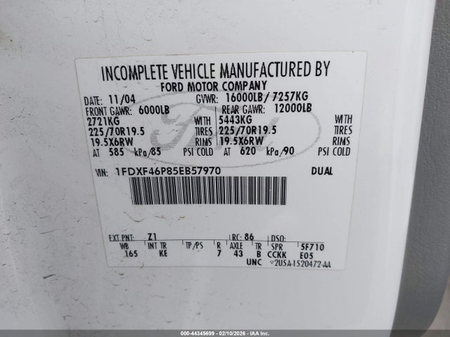 Продаж на аукціоні авто 2005 Ford F-450 Xl/xlt, vin: 1FDXF46P85EB57970, номер лоту: 44345699