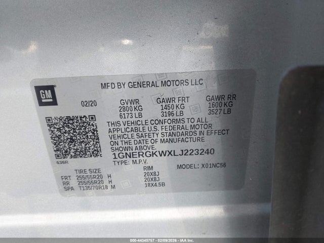 2020 CHEVROLET TRAVERSE 1GNERGKWXLJ223240 Photo 8