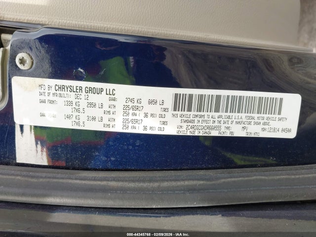 2013 Dodge Grand Caravan Sxt მანქანა იყიდება აუქციონზე, vin: 2C4RDGCGXDR660555, აუქციონის ნომერი: 44345768