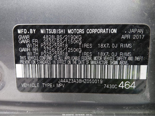 2017 MITSUBISHI OUTLANDER JA4AZ3A38HZ050019 Photo 8