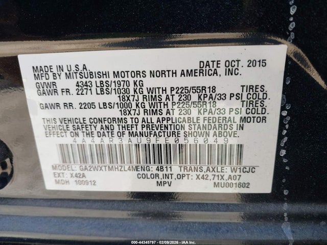 2015 MITSUBISHI OUTLANDER SPORT 4A4AR3AU9FE056049 Photo 8