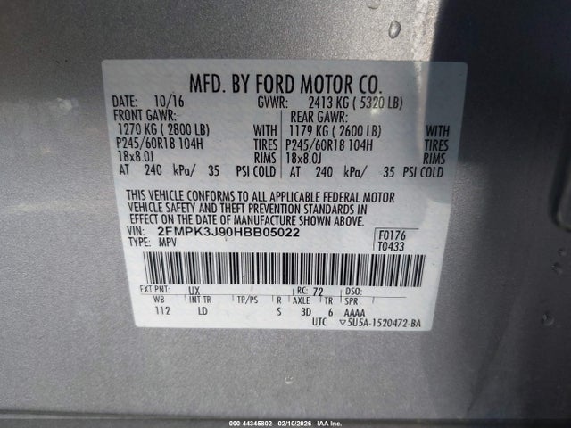 Ford EDGE SEL 2017 2FMPK3J90HBB05022 Image 9