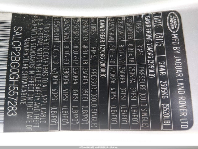 SALCP2BG0GH557283 Land Rover Discovery Sport Se