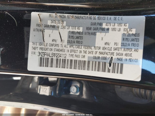 3MZBPAAL6MM204112 Mazda Mazda3 2.5 S