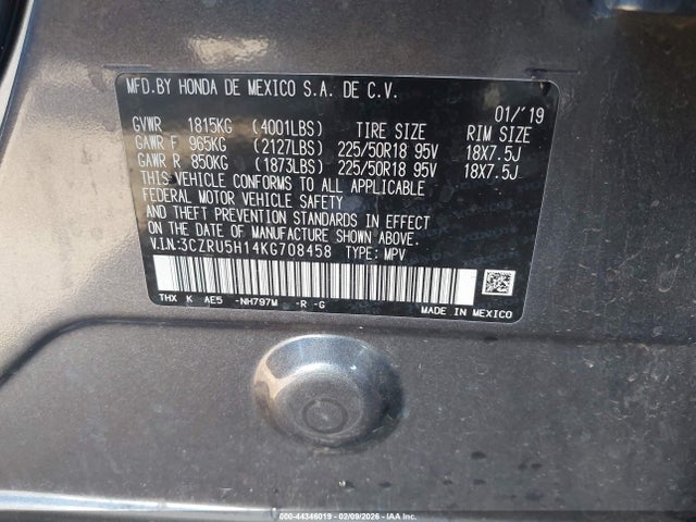 3CZRU5H14KG708458 Honda HR-V SPORT