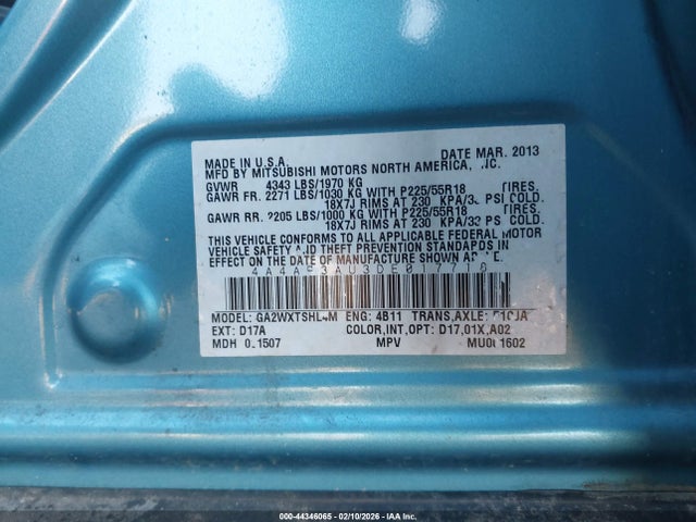 2013 MITSUBISHI OUTLANDER SPORT 4A4AP3AU3DE017718 Photo 8