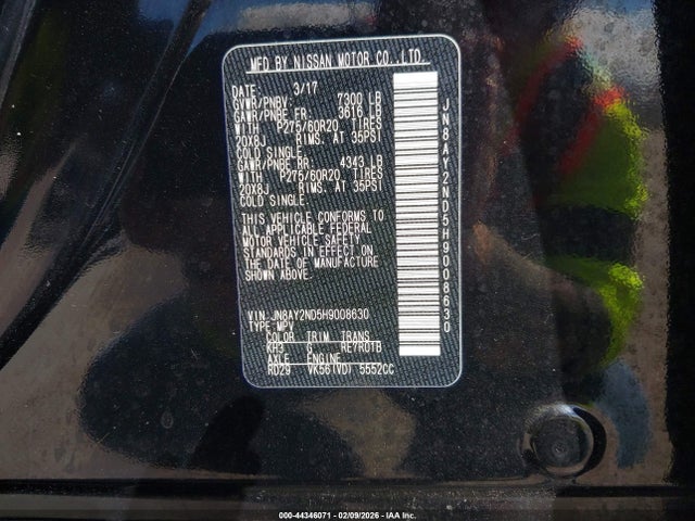 Nissan Armada Platinum 2017 JN8AY2ND5H9008630 Image 9