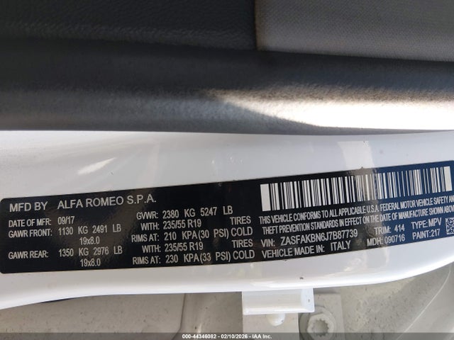 ZASFAKBN6J7B87739 Alfa Romeo Stelvio Ti Awd