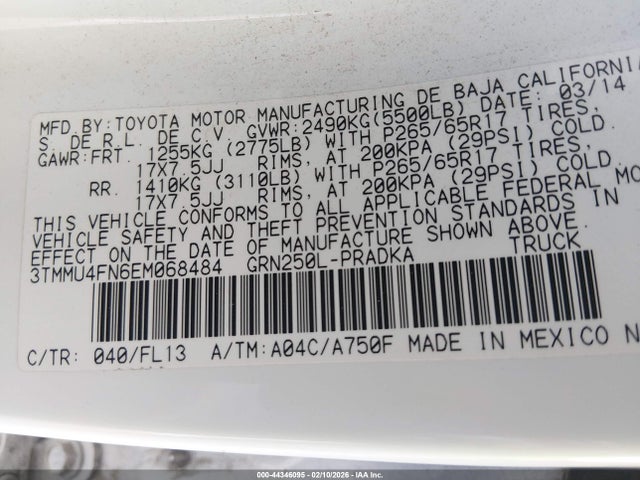 3TMMU4FN6EM068484 Toyota Tacoma Base V6