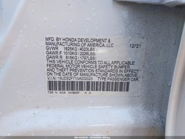 Продаж на аукціоні авто 2022 Acura Ilx Premium Package, vin: 19UDE2F71NA002023, номер лоту: 44346101