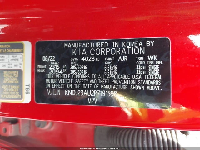 KNDJ23AU2P7191598 KIA SOUL LX