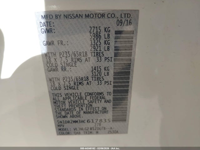 Nissan Pathfinder Sl 2017 5N1DR2MM3HC617835 Image 9