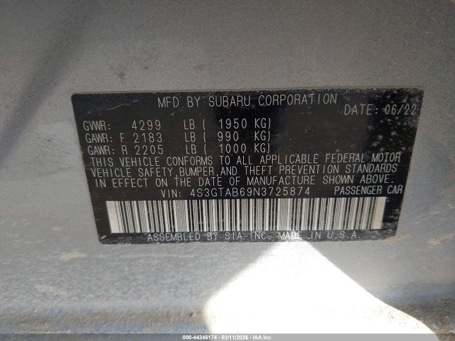 Subaru Impreza Base 5-door 2022 4S3GTAB69N3725874 Image 9