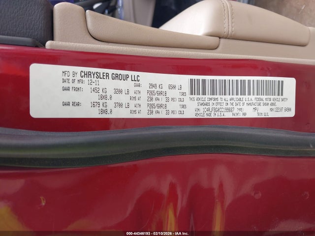 Продаж на аукціоні авто 2012 Jeep Grand Cherokee Limited, vin: 1C4RJFBG0CC199667, номер лоту: 44346193