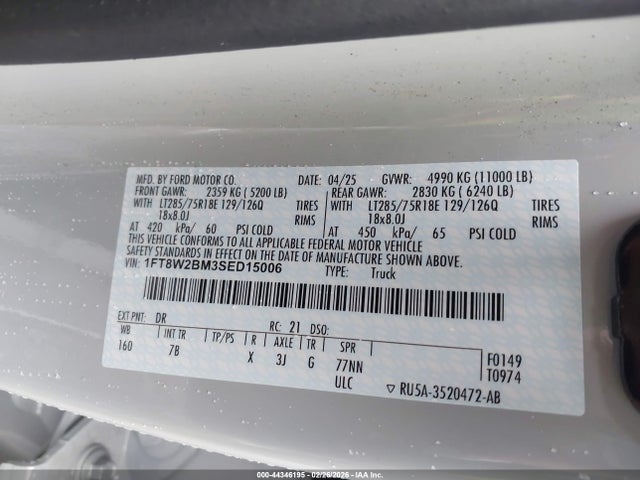 Ford F-250 Platinum 2025 1FT8W2BM3SED15006 Image 8