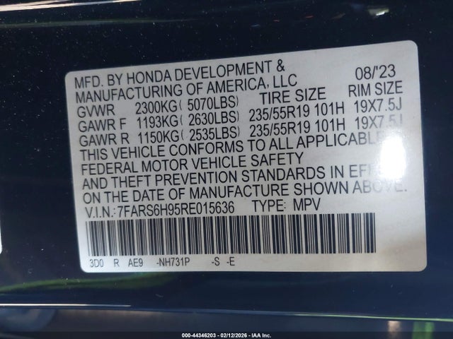 Aukcja sprzedaży 2024 Honda Cr-v Hybrid Sport Touring, vin: 7FARS6H95RE015636, numer aukcji: 44346203