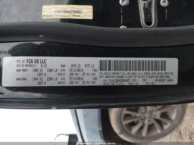 Jeep Compass 75th Anniversary 2016 1C4NJDBB4GD804457 Image 9