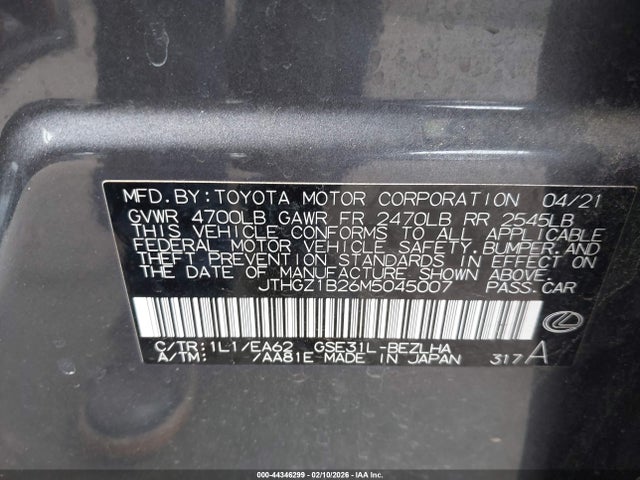 2021 LEXUS IS 350 JTHGZ1B26M5045007 Photo 8