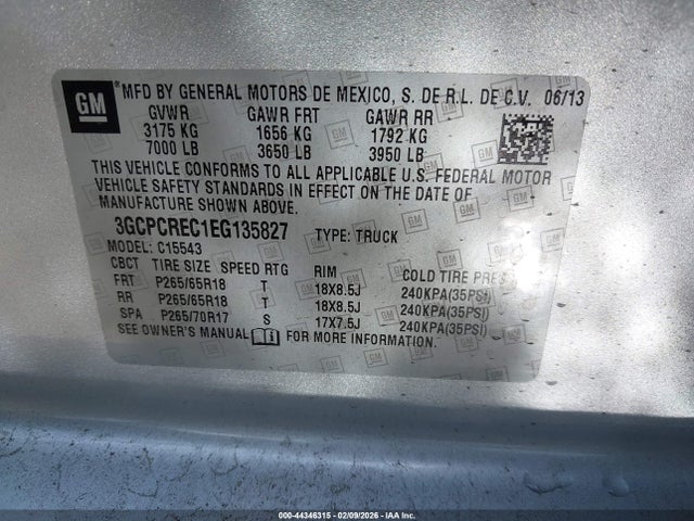 3GCPCREC1EG135827 Chevrolet Silverado 1500 1lt