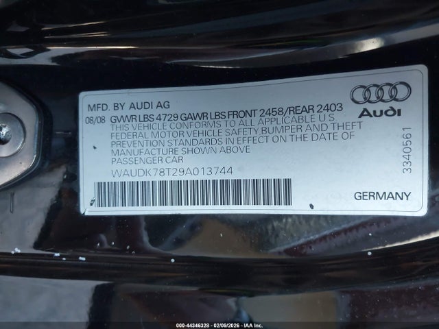 2009 AUDI A5 WAUDK78T29A013744 Photo 8