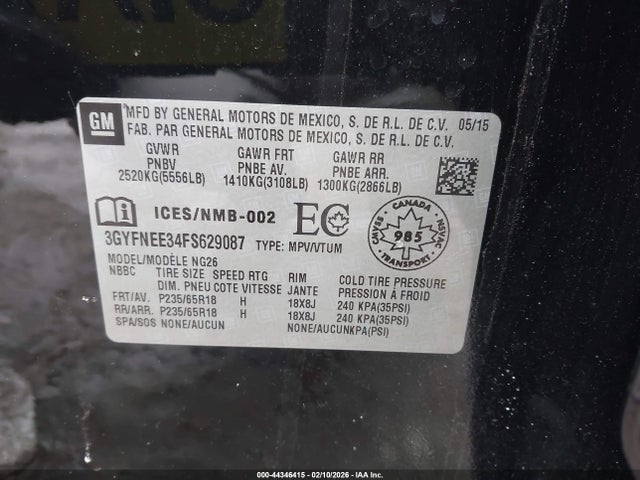 2015 CADILLAC SRX 3GYFNEE34FS629087 Photo 8