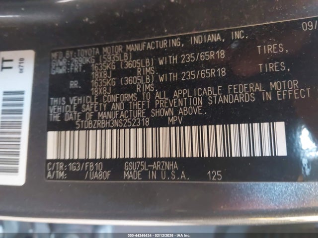 2022 TOYOTA HIGHLANDER 5TDBZRBH3NS252318 Photo 8