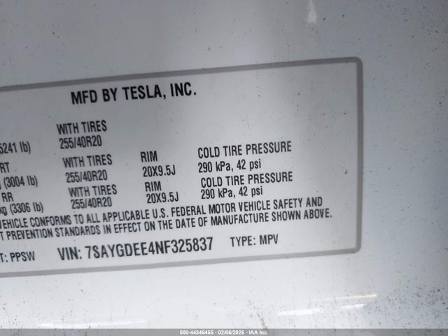 2022 TESLA MODEL Y 7SAYGDEE4NF325837 Photo 8