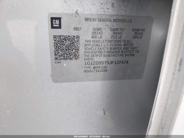 1G1ZD5ST5JF137474 Chevrolet MALIBU LT