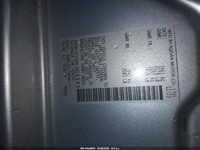 1N4BL4CV3RN363333 Nissan Altima Sr Fwd