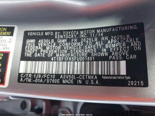 4T1BF1FK5FU001891 Toyota CAMRY LE