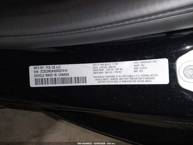 2C3CDBCK4SR537414 Dodge Charger Daytona R/t Awd