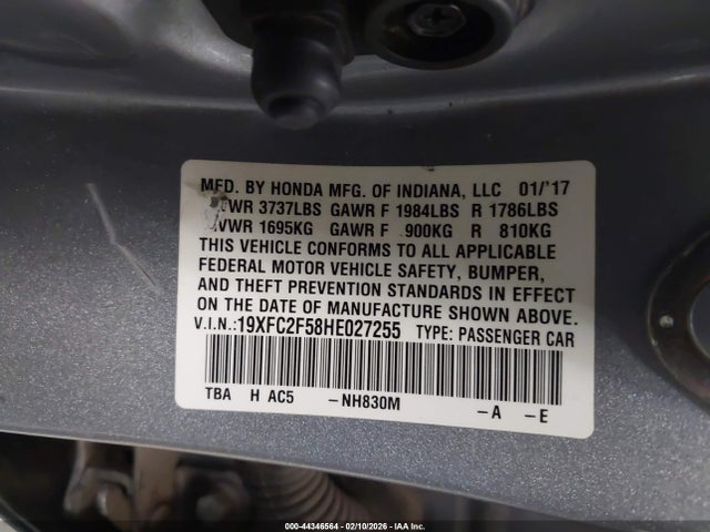 Honda Civic Lx 2017 19XFC2F58HE027255 Image 9