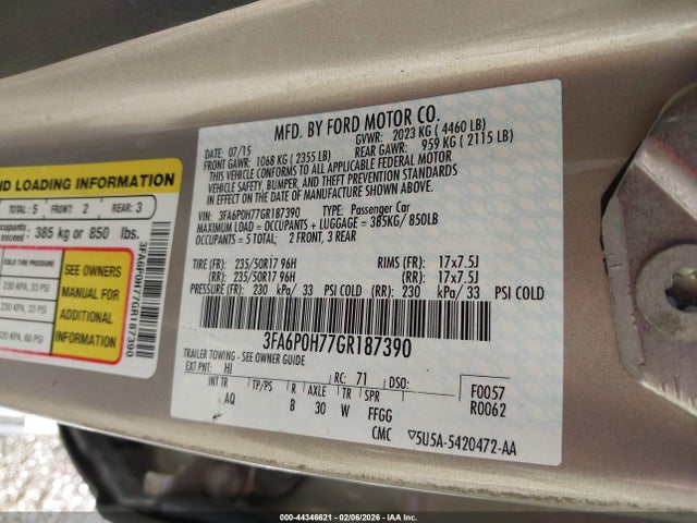 3FA6P0H77GR187390 Ford FUSION SE