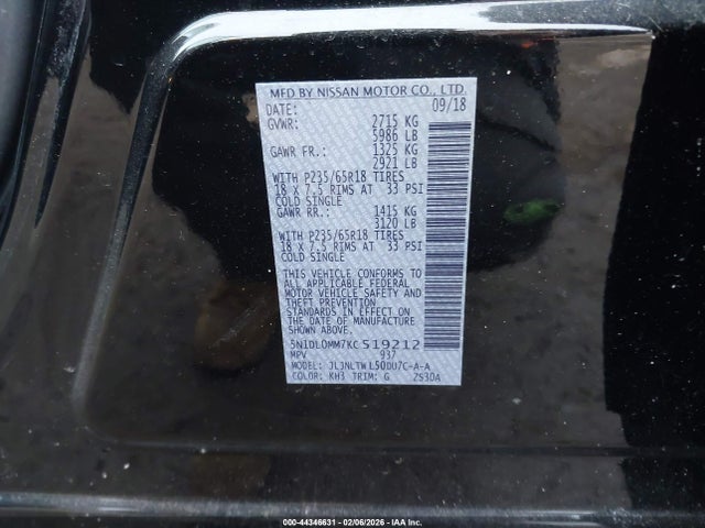 5N1DL0MM7KC519212 Infiniti QX60 LUXE