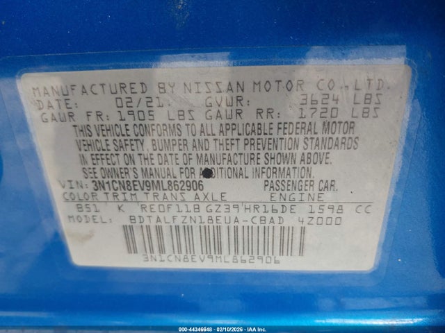 Nissan Versa Sv Xtronic Cvt 2021 3N1CN8EV9ML862906 Image 9