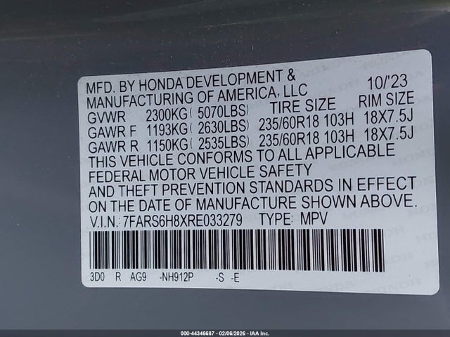 7FARS6H8XRE033279 Honda Cr-v Hybrid Sport-l