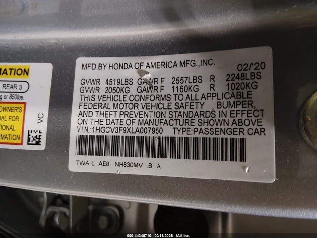 1HGCV3F9XLA007950 Honda Accord Hybrid Touring