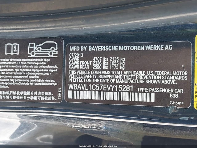 44346712 :رقم المزاد ، WBAVL1C57EVY15281 vin ، 2014 Bmw X1 Xdrive28i مزاد بيع