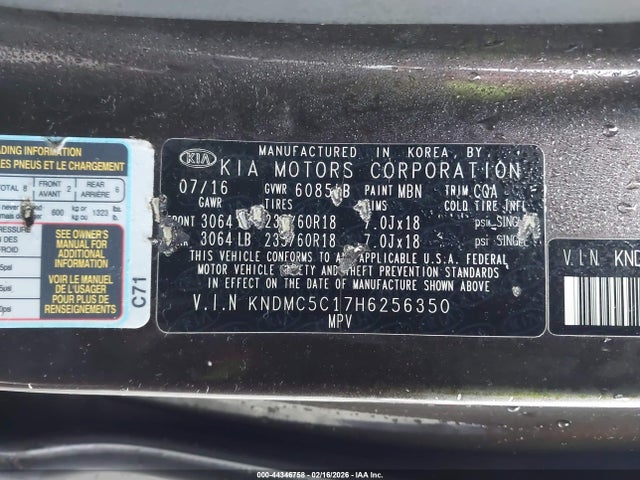 KIA SEDONA EX 2017 KNDMC5C17H6256350 Image 9