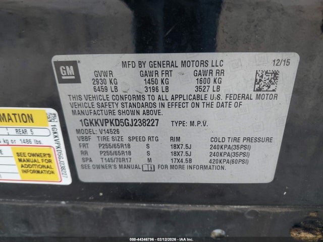 1GKKVPKD5GJ238227 GMC Acadia Sle-2