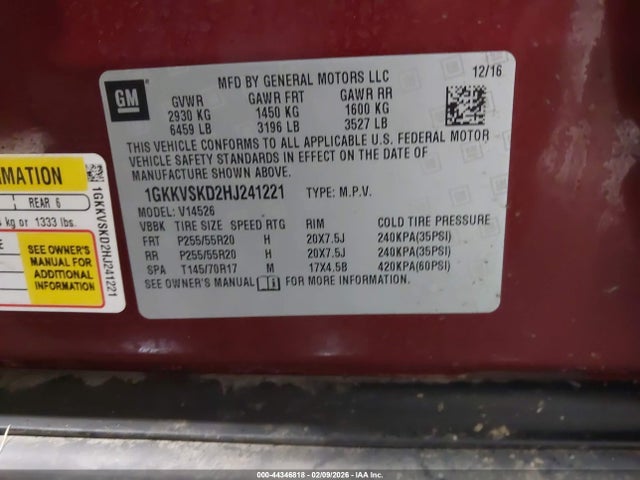 1GKKVSKD2HJ241221 GMC Acadia Limited