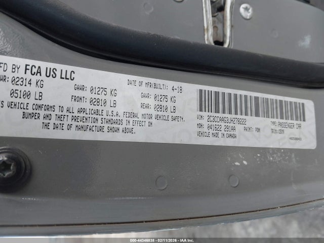 2C3CCAAG3JH278222 Chrysler 300 Touring