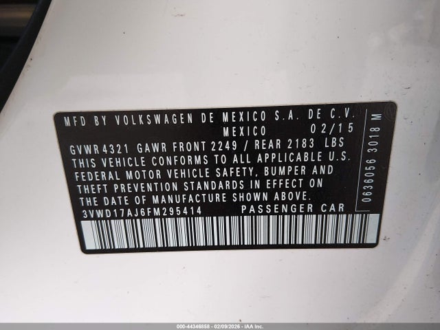 3VWD17AJ6FM295414 Volkswagen Jetta 1.8t Se